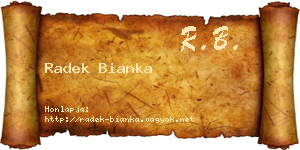 Radek Bianka névjegykártya